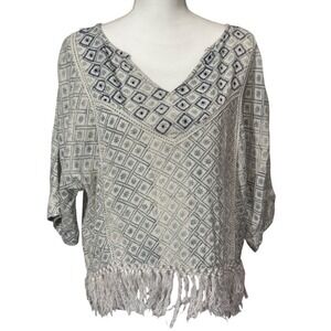 Chelsea & Violet Boho Fringe Hem Blouse Women's Size Small